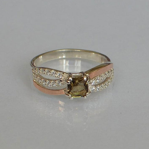 Silver ring with gold plates (136k/1)
